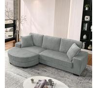 Luonians Canapé d'angle en Forme de L, Design modulaire, avec 2 Coussins, canapé 4 Places rembourré, avec Pouf Ovale Amovible, Tissu Velours côtelé, Convient aux Salons et aux Bureaux, Gris