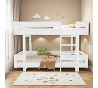 Luonians Lit superposé Enfant 90x200,Design Simple,lit Enfant 90x200,Cadre de lit 2 Personne avec Garde-Corps et Base à Lattes,Blanc(E)