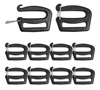 LUORNG Lot de 10 clips de connexion pour sangle en plastique de 25 mm - Boucle de réglage gratuite, clip de sac à dos, noir