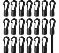 LUORNG - Lot de 20 mousquetons en plastique noir de 6,35 mm à 1,6 cm pour cordon élastique pour kayaks, extrémité élastique
