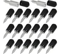LUORNG Lot de 20 vis cruciformes non perforées pour étagère - 25 mm de long - Autotaraudeuses avec douille antidérapante - Vis de support pour meubles, bibliothèques, étagères, armoires - Noir
