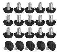 LUORNG Lot de 20 vis réglables pour pieds de table et de chaise, M8 x 20 x 15 cm de long, 3 lignes, pièces de rechange coulissantes d'extérieur pour chaises et tables, noir