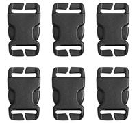 LUORNG Lot de 6 boucles à dégagement rapide en plastique de 20 mm - Kit de réparation de boucles en plastique - Aucune couture nécessaire - Pour sac à dos, noir, 45x27MM