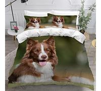 LUORU Ado Adulte Housse de Couette 220X240 cm avec 2 Taie d'oreiller 50x75cm, Housse de Couette Berger Australien, Chien de Compagnie 3D Imprimé Motif 3 Pièces Literie Set 2 Personnes Microfibre