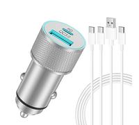 LUOSIKE Chargeur Voiture et Type-C Câbles, Prise Allume Cigare USB C Rapide 38W 2 Ports (PD/QC) et 2X Câbles, Adaptateur Secteur 12V, pour iPhone 16 15 Pro 16e, Samsung Galaxy, Google Pixel 9/8