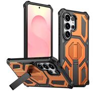 LUOTANL Coque Fine pour Samsung Galaxy S25 Ultra/S25 Plus/S25, Caché Béquille Cool Qualité Militaire, Housse Magnétique Absorbant Les Chocs,Orange,S25 Plus