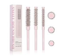 LuottsCare Lot de 3 petites brosses à cheveux rondes pour cheveux courts - Brosse à cheveux en forme de baril pour brushing, brosse ronde en aluminium pour bobs, franges, lobs, racines, boucles