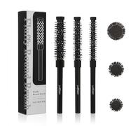 LuottsCare Lot de 3 petites brosses rondes pour homme et femme - Mini brosse à cheveux pour brushing, brosse à cheveux volumisante, cheveux courts et bouclés, franges, racines, boucles, raides, noir