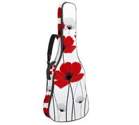 Luoweisi Housse de transport pour guitare acoustique classique de 99, 101,6 cm, 104,1 cm, rembourrée de 10 mm d'épaisseur, motif cœur rose, marguerite, étui étanche avec poche bandoulière réglable