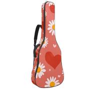 Luoweisi Housse de transport pour guitare acoustique classique de 99, 101,6 cm, 104,1 cm, rembourrée de 10 mm d'épaisseur, motif cœur rose, marguerite, étui étanche avec poche bandoulière réglable