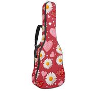 Luoweisi Housse de transport pour guitare acoustique classique de 99, 101,6 cm, 104,1 cm, rembourrée de 10 mm d'épaisseur, motif cœur rose, marguerite, étui étanche avec poche bandoulière réglable