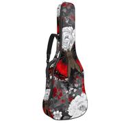 Luoweisi Housse de transport pour guitare acoustique classique de 99, 101,6 cm, 104,1 cm, rembourrée de 10 mm d'épaisseur, motif cœur rose, marguerite, étui étanche avec poche bandoulière réglable