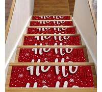 Luoweisi Lot de 15 tapis d'escalier de Noël pour marches en bois, 76,2 x 20,3 cm, antidérapants pour intérieur et chien, enfants, personnes âgées avec adhésif réutilisable