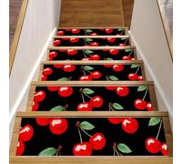 Luoweisi Lot de 15 tapis d'escalier en cerisier pour marches en bois, 76,2 x 20,3 cm, antidérapants pour intérieur et chien, enfants, personnes âgées avec adhésif réutilisable