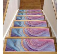 Luoweisi Lot de 15 tapis d'escalier en marbre pour marches en bois, 76,2 x 20,3 cm, antidérapants pour intérieur et chien, enfants, personnes âgées avec adhésif réutilisable