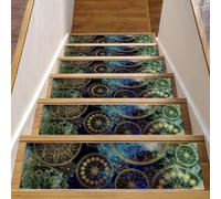 Luoweisi Lot de 15 tapis d'escalier mandala pour marches en bois, 76,2 x 20,3 cm, antidérapants, pour intérieur et chien, enfants, personnes âgées avec adhésif réutilisable