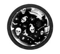 Luoweisi Lot de 4 boutons d'armoire, d'araignée et de crânes de sorcière, ronds à trou unique pour cuisine, décoration d'intérieur, placard, armoire