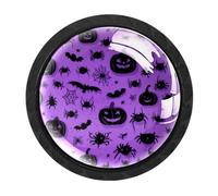 Luoweisi Lot de 4 boutons d'armoire ronds en forme de citrouille et d'araignée, poignées de tiroir de commode, poignées de commode à trou unique pour décoration de cuisine, maison, placard, armoire