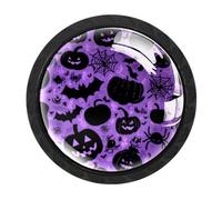 Luoweisi Lot de 4 boutons d'armoire ronds en forme de citrouilles et d'araignée, poignées de tiroir de commode, poignées de commode à trou unique pour décoration de cuisine, maison, placard, armoire