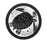 Luoweisi Lot de 4 boutons d'armoire ronds en forme de tortue noire à trou unique pour cuisine, décoration d'intérieur, placard, armoire