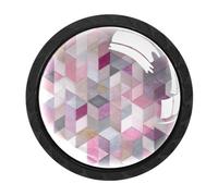 Luoweisi Lot de 4 boutons d'armoire ronds géométriques en mosaïque pour commode, commode, cuisine, décoration d'intérieur, placard, armoire