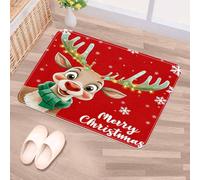 Luoweisi Paillasson Merry Christmas Deer - 50 x 80 cm - Antidérapant - Lavable en machine - Super absorbant - Pour porte d'entrée, porte arrière, cuisine, salle de bain