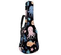 Luoweisi Sac de transport pour guitare acoustique classique de 99, 101,6 cm, 104,1 cm, rembourré de 10 mm d'épaisseur, motif sapin de Noël, cerf - Étanche avec poche et bandoulière réglable