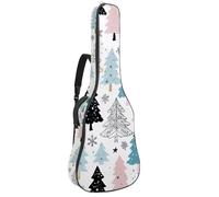 Luoweisi Sac de transport pour guitare acoustique classique de 99, 101,6 cm, 104,1 cm, rembourré de 10 mm d'épaisseur, motif sapin de Noël, cerf - Étanche avec poche et bandoulière réglable