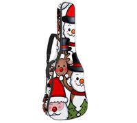 Luoweisi Sac de transport pour guitare acoustique classique de 99, 101,6 cm, 104,1 cm, rembourré de 10 mm d'épaisseur, motif Père Noël, cerf et bonhomme de neige, étanche avec poche, bandoulière