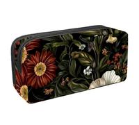 Luoweisi Trousse à crayons de grande capacité - Organiseur de papeterie multifonction pour fournitures de bureau, motif floral tropical du milieu du siècle, Multicolore 12., 2.3x8.2x3.9in/6x21x10cm,