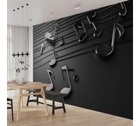 Luowenji Papier Peint Panoramique Noter La Musique 300x210 cm 3D Papier Peint Intissé Noir Photo Trompe l'oeil Poster Geant Mural Salon Chambre Enfant Chambre Décoration Murale a.1916