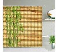 Luowenji Rideau de Douche 180x200 Bambou Rideau Douche Anti Moisissure Usine Rideaux Douche Imprimé 3D Tissu Lavable Polyester pour Baignoire Salle de Bain, avec Crochets 2279D