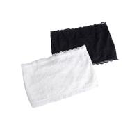 LUOXIAQIFEI Tube Top de Dentelle Florale de Femmes Soutien-Gorge Bandeau sans Bretelles pour Femme (Blanc et Noir), Taille Unique, Lot de 2