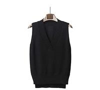 LUOY Pulls sans Manche Femme,Pull en Tricot pour Femme, Mode Décontracté Simple, Couleur Unie, Côtelé, Col en V, Automne Hiver, sans Manches, Pull, Gilets, Pulls en Tricot, Débardeur, Cami, Gilet, C