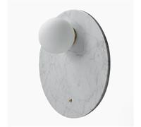 LUOYAOB Applique murale minimaliste moderne avec abat-jour en verre et corps en marbre circulaire for chevet, chambre, entrée, salon, couloir(White)