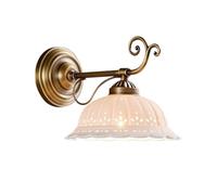 LUOYAOB Applique murale rétro européenne avec abat-jour en céramique perforée blanche, corps entièrement en cuivre, lampe murale for chambre à coucher, salon, chevet(18.5cm)