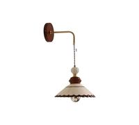 LUOYAOB Applique murale vintage de ferme, base en bois, applique murale en céramique avec bras en laiton, lampe murale décorative d'intérieur for chambre à coucher(24.5cm/9.65in)