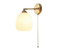 LUOYAOB Applique murale vintage moderne du milieu du siècle avec chaînette et abat-jour en verre rayé, support en cuivre complet, lampe murale for chambre à coucher, entrée(20cm)
