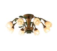 LUOYAOB Plafonnier en verre lait style campagnard français, style vintage, doré, à fleurs, rustique, luminaire décoratif for salon, chambre à coucher, couloir(8 Lights)