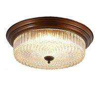 LUOYAOB Plafonnier encastré traditionnel en verre cristal avec finition bronze, luminaire décoratif rond vintage for chambre à coucher, salle à manger(38cm)