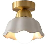 LUOYAOB Plafonnier moderne en laiton blanc, abat-jour en verre ou céramique, style nordique, en cuivre doré, idéal for une chambre, un salon, un couloir, une cuisine ou une entrée.(14cm)