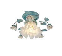LUOYAOB Plafonnier style vintage à fleurs, design nordique moderne, montage encastré, avec roses en céramique, idéal for une chambre fille(Blue)