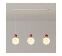 LUOYAOB Plafonnier suspendu moderne et nordique à 3 lampes, style vintage, blanc laiteux, luminaire en forme lune, idéal for un évier, une cage d'escalier, une salle à manger(Rosso,Long)