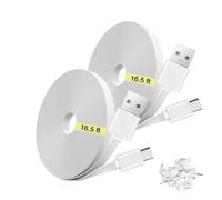 LUOYEE Lot de 2 câbles d'extension plats de type C de 5 m pour WYZE Duo Cam | Compatible avec WYZE Cam Pan v4, Petcube Cam Indoor, SoloCam S340, Blink mini2, Blink Outdoor 4, câble de charge USB A vers