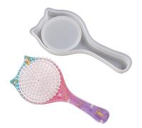 Luoyiyuan Brosse à cheveux en résine époxy faite à la main, peigne en silicone, outil de coiffure pour la fabrication de bijoux, accessoires pour cheveux faciles à utiliser