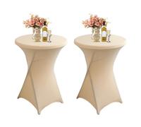 LUOZIQINX Lot de 2/3/4/5 Housse de Table de Cocktail, Housse Mange Debout de Bistrot 80x110cm, Nappe Mange Debout en Spandex Extensible pour Bar, Mariage, Cocktail,Champagne,2pcs