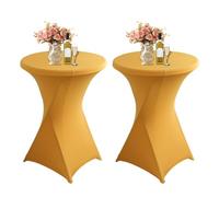 LUOZIQINX Lot de 2/3/4/5 Nappe Mange Debout de Bistrot, Housse de Table de Cocktail 80x110cm, Housse Mange Debout en Spandex Extensible pour Bar, Mariage, Cocktail,d'or,2pcs
