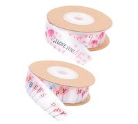 LUOZZY Ruban en polyester imprimé « Happy Mother's Day » avec inscription « I Love You Mom » pour la fête des mères, un mariage, un emballage cadeau d'anniversaire