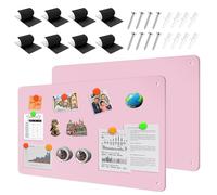 LUPATDY Lot de 2 Tableau Magnétique Mural, 43 x 30cm Plaque Aimantee pour Magnets, Metal Tableau D'affichage Magnétique Pour Cuisine, Bureau, Réfrigérateur - Rose