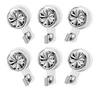 LUPATDY Lot de 6 Crochets à Serviettes Ventouse sans Perçage - Extra Solides - Charge Max 10 kg par Crochet - Réutilisables à 360° pour Salle de Bain, Cuisine, Camping (Verre/Carrelage) - Argenté